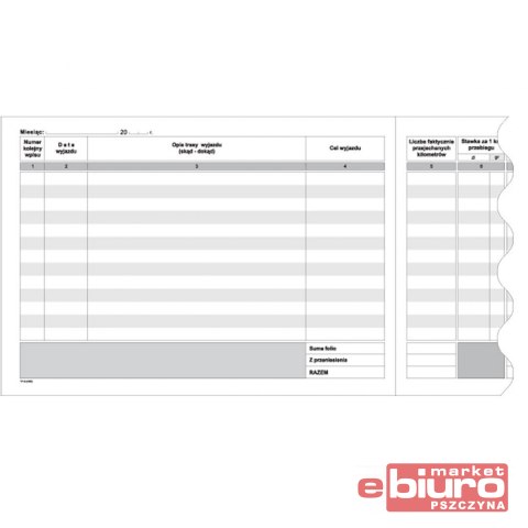 EWIDENCJA PRZEBIEGU POJAZDU BEZ KOSZTÓW K17