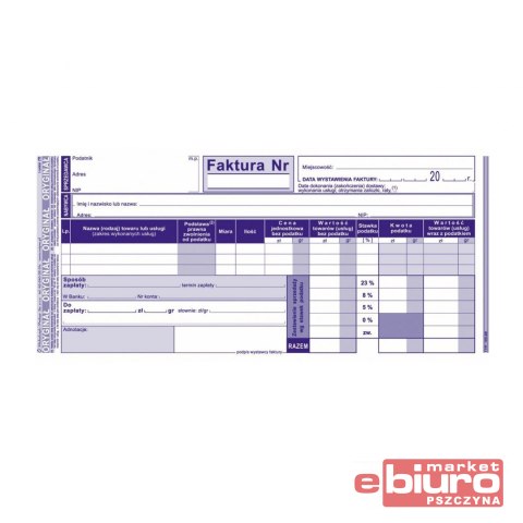 FAKTURA VAT 1/3 A-4 (PEŁNA) 105-8-E