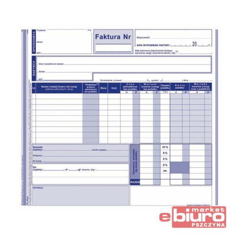 FAKTURA VAT 2/3 A4 WIELOKOPIA 100-2-E