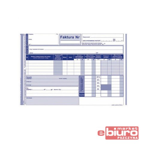 FAKTURA VAT A-5 WIELOKOPIA 100-3-E