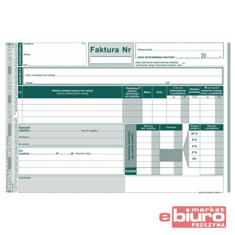 FAKTURA WZÓR UPROSZCZONY BRUTTO A5 123-3E