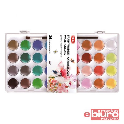 FARBY AKWARELOWE WODNE PALETA 36 KOLORÓW TOMA