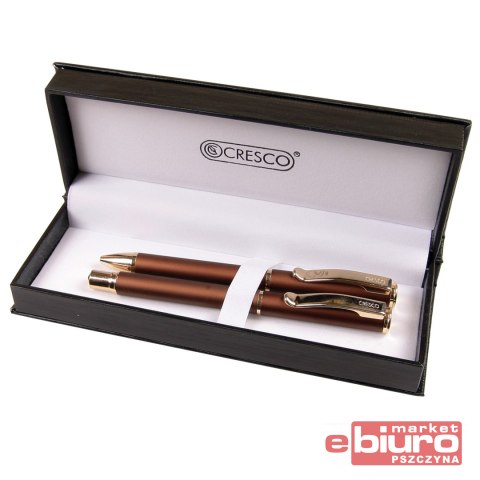 KOMPLET PIÓRO DŁUGOPIS EXCLUSIVE BRĄZOWY CRESCO