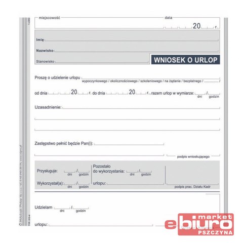 WNIOSEK O UDZIELENIE URLOPU 513-4