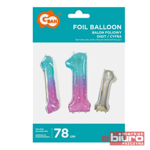 BALON FOLIOWY CYFRA 1 KOSMOS 78CM GODAN