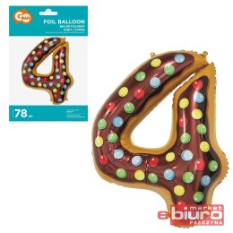 BALON FOLIOWY CYFRA 4 CIASTECZKO 78CM GODAN