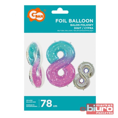 BALON FOLIOWY CYFRA 8 KOSMOS 78CM GODAN