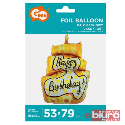 BALON FOLIOWY TORT HAPPY BIRTHDAY 53X79CM GODAN