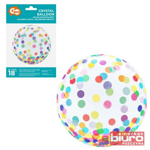BALON KRYSZTAŁOWY KOLOROWE GROCHY 18" GODAN