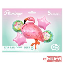 BALONY FOLIOWE ZESTAW FLAMING 5SZT GODAN