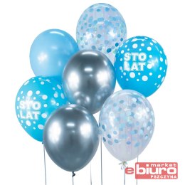 BUKIET BALONOWY B&C SREBRNO NIEBIESKI STO LAT A'7