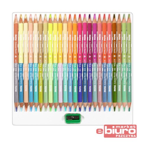 KREDKI OŁÓWKOWE DWUSTRONNE PASTELOWE 24=48 ASTRA
