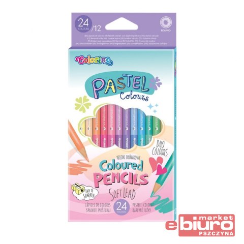 KREDKI OŁÓWKOWE OKRĄGŁE DWUKOLOROWE 12SZT PASTEL