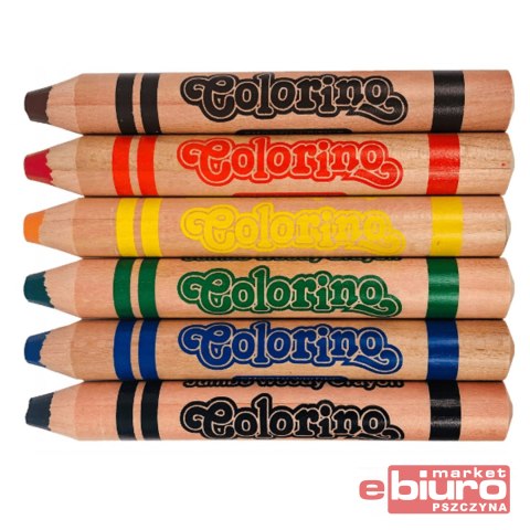 KREDKI OŁÓWKOWE OKRĄGŁE JUMBO NATURA 6 KOLORÓW