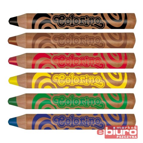 KREDKI OŁÓWKOWE OKRĄGŁE JUMBO NATURA 6 KOLORÓW