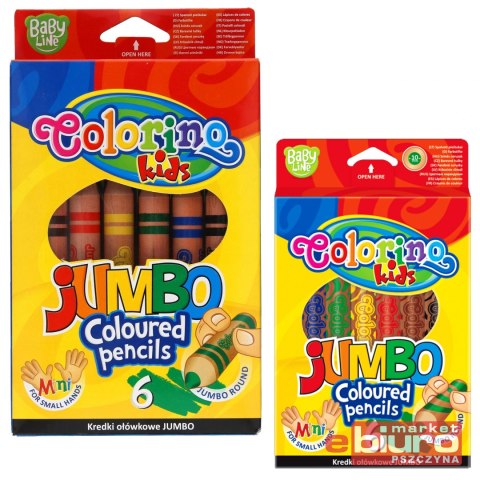 KREDKI OŁÓWKOWE OKRĄGŁE JUMBO NATURA 6 KOLORÓW