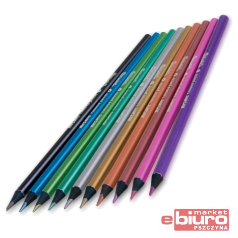 KREDKI OŁÓWKOWE OKRĄGŁE METALICZNE 10 KOL COLORINO