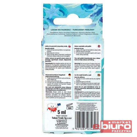 LAKIER DO PAZNOKCI ZMYWALNY TURKUSOWY PERŁOWY