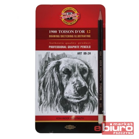OŁÓWEK GRAFITOWY 8B-2H 1912 TOISON D'OR 12 SZT.