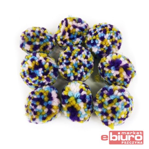 OZDOBA DEK. POMPON Z WEŁNY W CĘTKI 4CM 9SZT