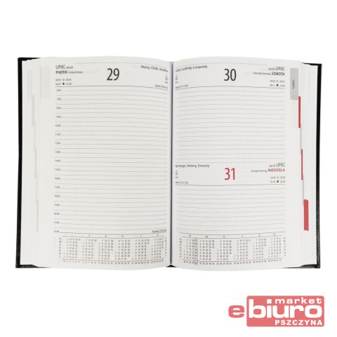 KALENDARZ INFO A5 DZIENNY CZERWONY KRESKA
