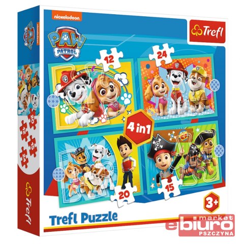 PUZZLE 4W1 WESOŁA EKIPA PSIEGO PATROLU 34346 TREFL