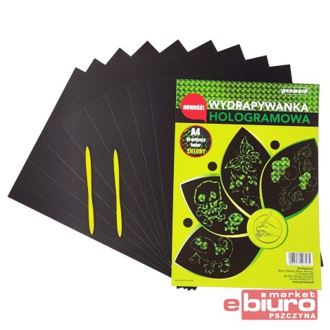 WYDRAPYWANKA HOLOGRAMOWA A4 ZIELONA + 2 RYLCE