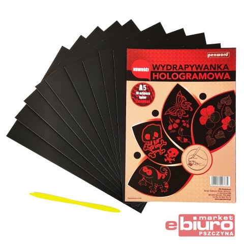 WYDRAPYWANKA HOLOGRAMOWA A5 CZERWONA + RYLEC