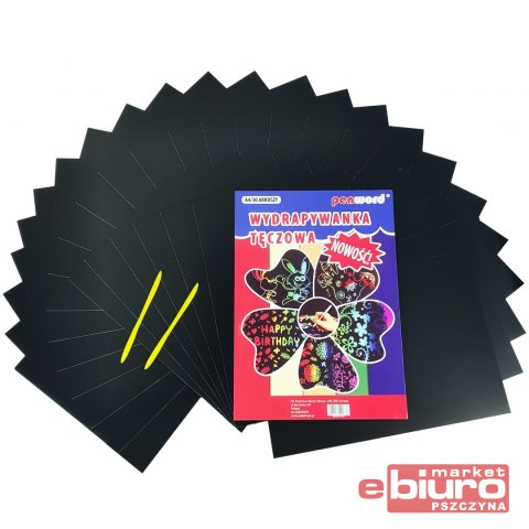 WYDRAPYWANKA TĘCZOWA A4 30 ARKUSZY + 2 RYLCE