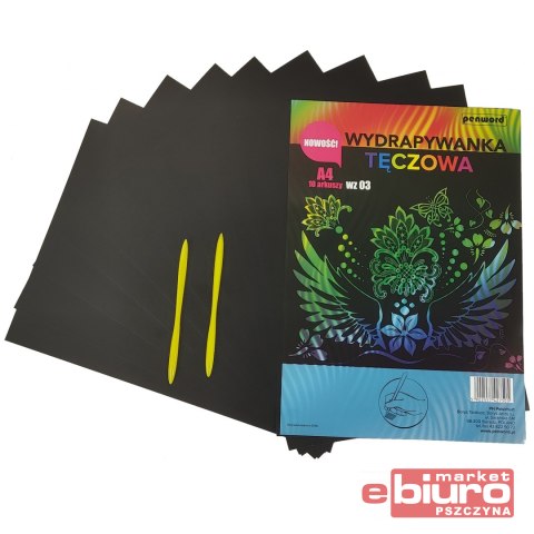 WYDRAPYWANKA TĘCZOWA A4 WZ-03 + 2 RYLCE MULTICOLOR