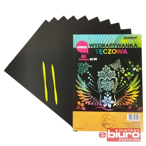 WYDRAPYWANKA TĘCZOWA A4 WZ-04 + 2 RYLCE MULTICOLOR