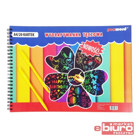 WYDRAPYWANKA TĘCZOWA NA SPIRALI A4 A'20 + 2 RYLCE