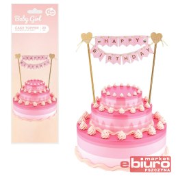 DEKORACJA PAPIEROWA B&G NA TORT J RÓŻOWA 25CM