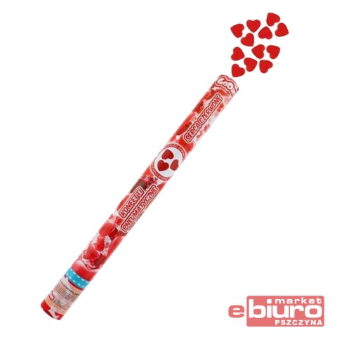 KONFETTI PNEUMATYCZNE-SERCA CZERWONE, PAP./60CM