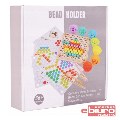 DREWNIANA UKŁADANKA MOZAIKA KORALIKI KULKI MONTESS