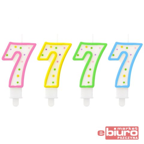 ŚWIECZKA CYFERKA Z KROPECZKAMI "7" 7,5 CM GODAN