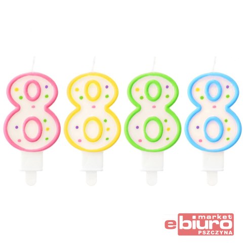 ŚWIECZKA CYFERKA Z KROPECZKAMI "8" 7,5 CM GODAN