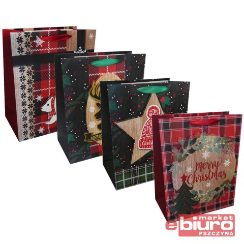 TORBY PREZENTOWE ŚWIĄTECZNE W KRATKĘ S12 8005