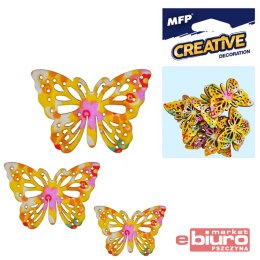 DEKORACJA MOTYL ŻÓŁTY 12SZT 5,4,3 CM 2221445 MFP