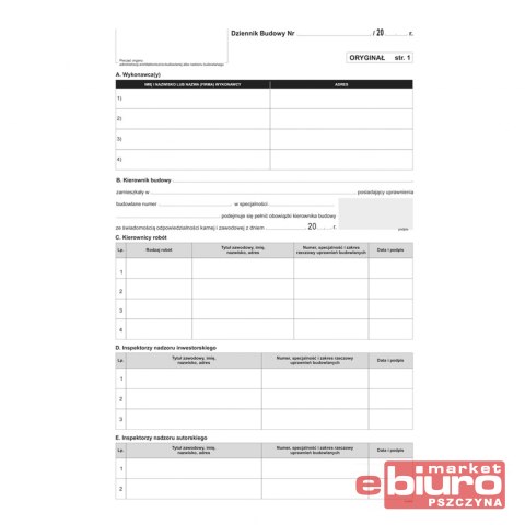 DZIENNIK BUDOWY 30 KPL A4 603-2