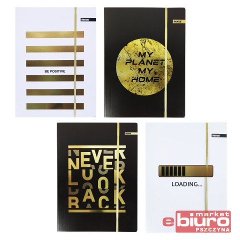 TECZKA Z GUMKĄ A4 PŁÓTNO GOLD BENIAMIN