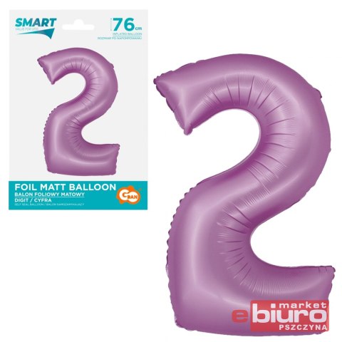 BALON FOLIOWY SMART CYFRA 2 LAWENDOWA MATOWA 76CM