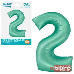 BALON FOLIOWY SMART CYFRA 2 MIĘTOWA MATOWA 76CM