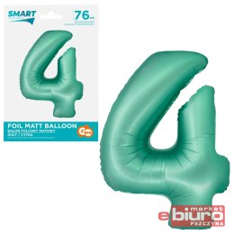 BALON FOLIOWY SMART CYFRA 4 MIĘTOWA MATOWA 76CM