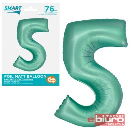 BALON FOLIOWY SMART CYFRA 5 MIĘTOWA MATOWA 76CM