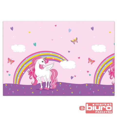 OBRUS PLASTIKOWY UNICORN RAINBOW COLORS 120X180CM