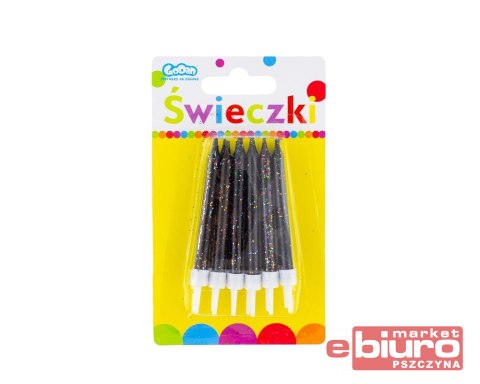 ŚWIECZKI BROKATOWE CZARNE 12/12 GODAN