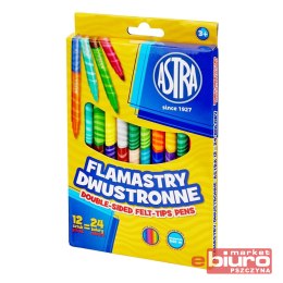 FLAMASTRY DWUSTRONNE 12 SZTUK = 24 KOLORY ASTRA