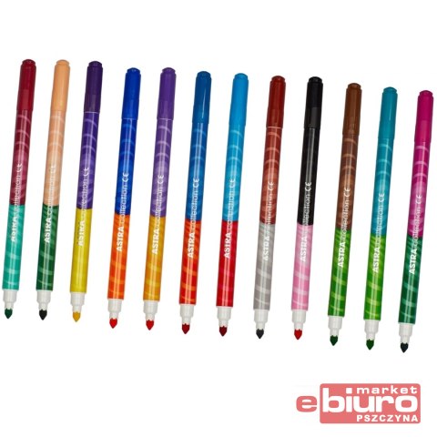 FLAMASTRY DWUSTRONNE 12 SZTUK = 24 KOLORY ASTRA