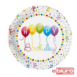 TALERZYKI PAPIER HAPPY BIRTHDAY STREAM 23CM 8SZT